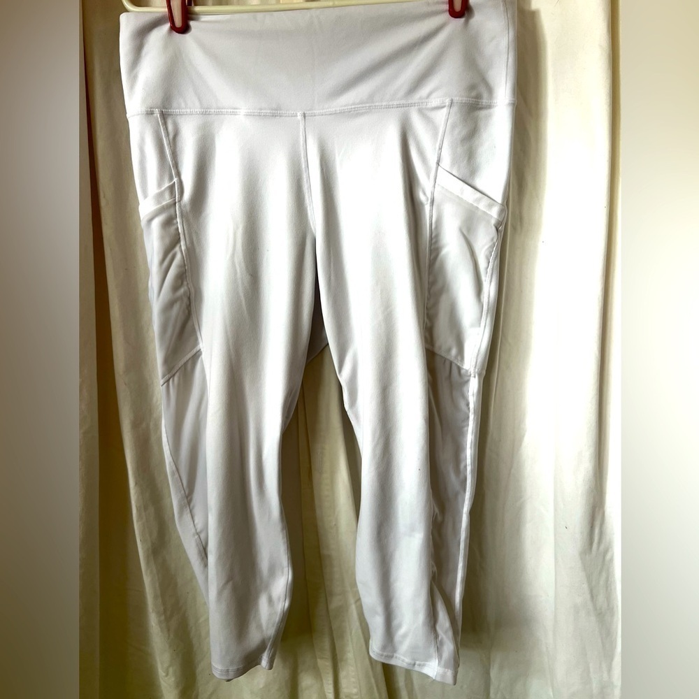 Tablets PowerHold Yoga/Exercise Pants Capri, Sheer Sides, Pockets Womens Sz 1x